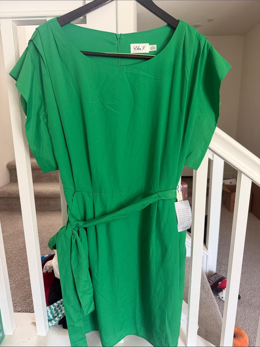 Eliza J Bright Green Tie-Waist Mini Dress